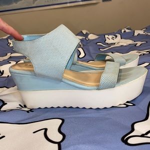 BAMBOO Blue & White Platform Sandals